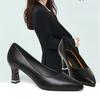 Shallow Mouth Single Shoe Women's Thick Heel Spring Versatile Pointed Professional Women's Shoes Black High Heels