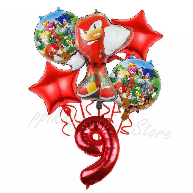 6Pcs Cartoon Hedgehog Balloons Sonic Theme Birthday Party Decoration Balloons For Boys Children Baby Bath Toys