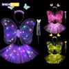 LED Children Costume Props Girls Skirts Angel Luminous Wings Flashing Butterfly Skirt Lights Suit 2-8year Easter Valentines Day
