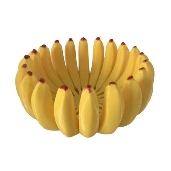 xiaobudian 3D Printed Banana Fruit Bowl, Large Capacity Tray Holder, Decorative Shape Food Serving Plate for Kitchen, Dining Table