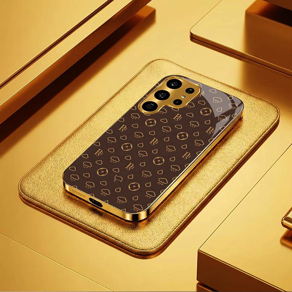 Stylish Brown Gold Cloud phone case glass s26 ultra case s25 ultra case for Samsung Galaxy S26 S25 S24 S23 S22 FE Ultra Plus