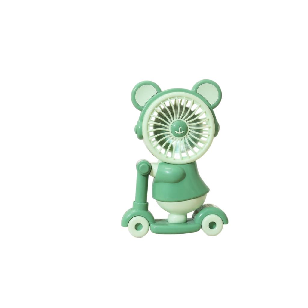 Portable Cartoon Bear Shaped Fan with Rechargeable Battery USB Powered Mini Desk Fan with Adjustable Speed for Home Office Travel