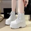 Large Size Martin Boots Women's Autumn and Winter New Thick-soled Heightening Zipper Boots Muffin Locomotive Looks Thin