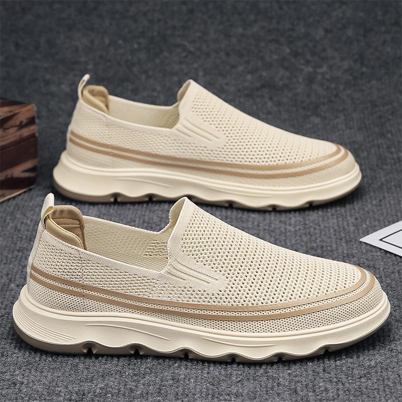 2025 Summer New Flying Woven One-pedal Versatile Lazy Shoes Mesh Breathable Comfortable Lightweight Sports Shoes Men's Shoes