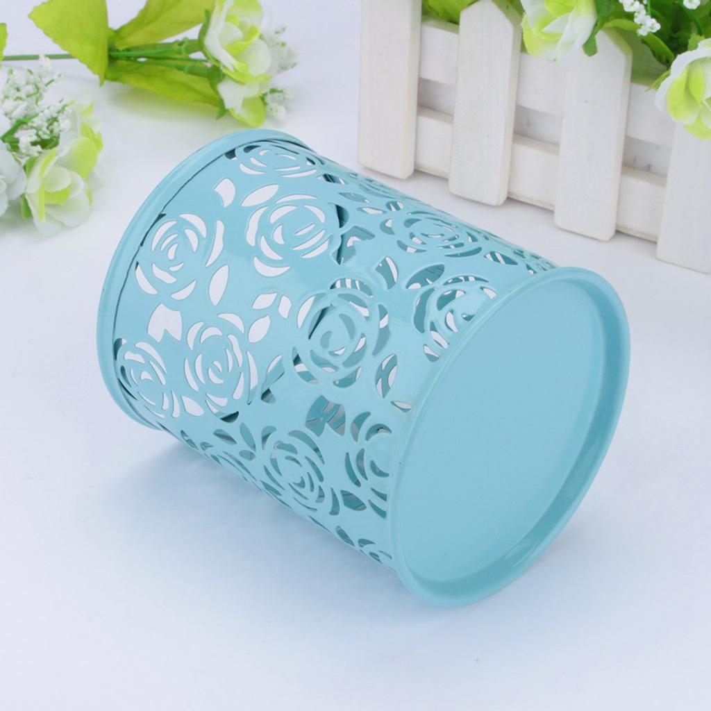 Офисный стол с полым узором в виде розы, держатель для карандашей, контейнер-органайзер(синий)