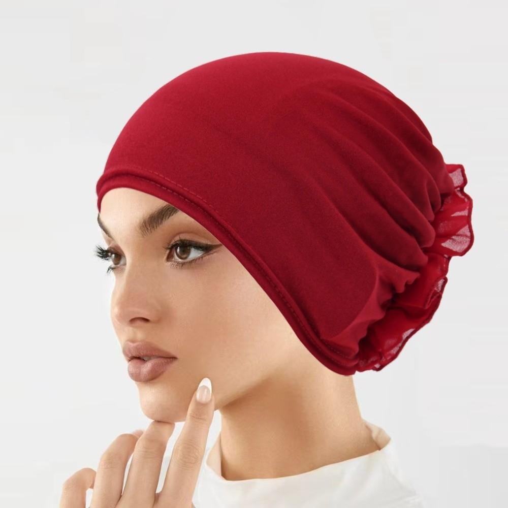 Wrap Style Flower Turban Hat Elastic Islamic Headband Fashion Hijab Caps Hair Loss