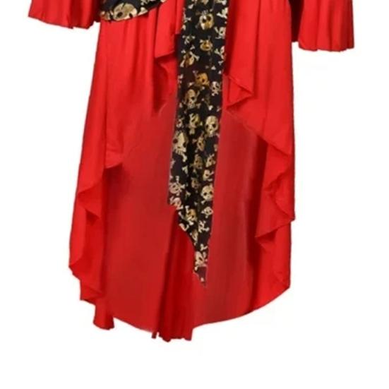 Платье для косплея на Хэллоуин, костюм для танцевальной вечеринки «Королева пиратов», сценический костюм с рукавами-колокольчиками, неровным подолом и шнуровкой на ремне