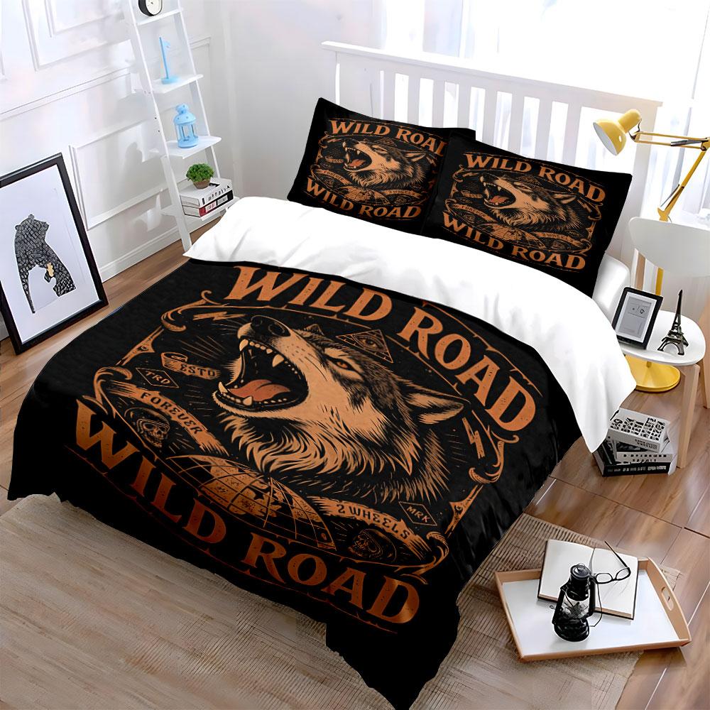 Wolf, globe, "Wild Road". Bedding sets Duvet cover sets Duvet covers Pillowcases(1 * Duvet Cover 2 * Pillowcases without duvet insert)