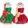 Girls Shiny Sequin Sleeveless Bowknot Ballet Skirted Costumes Tango Samba Christmas Dance Dress