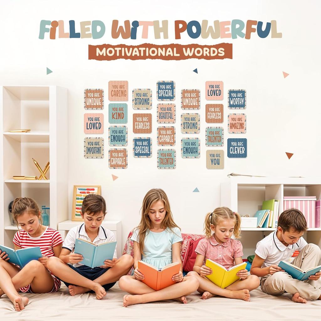 4E's Novelty Boho Classroom Bulletin Board Sets, Boho Motivational Bulletin Board Decorations & Positive Affirmations School Wall Decor Classroom
