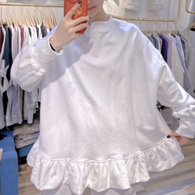 Женские модные повседневные весенне-осенние однотонные блузки и рубашки с круглым вырезом и длинными рукавами с принтом