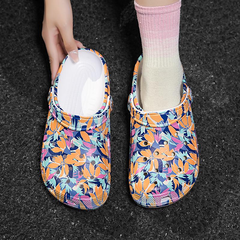 Mens Sandals Summer Printing New Large Size Men's Clogs Lightweight Beach Slippers Breathable Men's Sneaker Sandals Garden Clogs