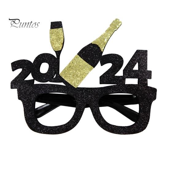 2024 новогодние украшения для вечеринки, очки, реквизит для фотографий, черные и золотые тематические рамки, оправы для очков с новым годом
