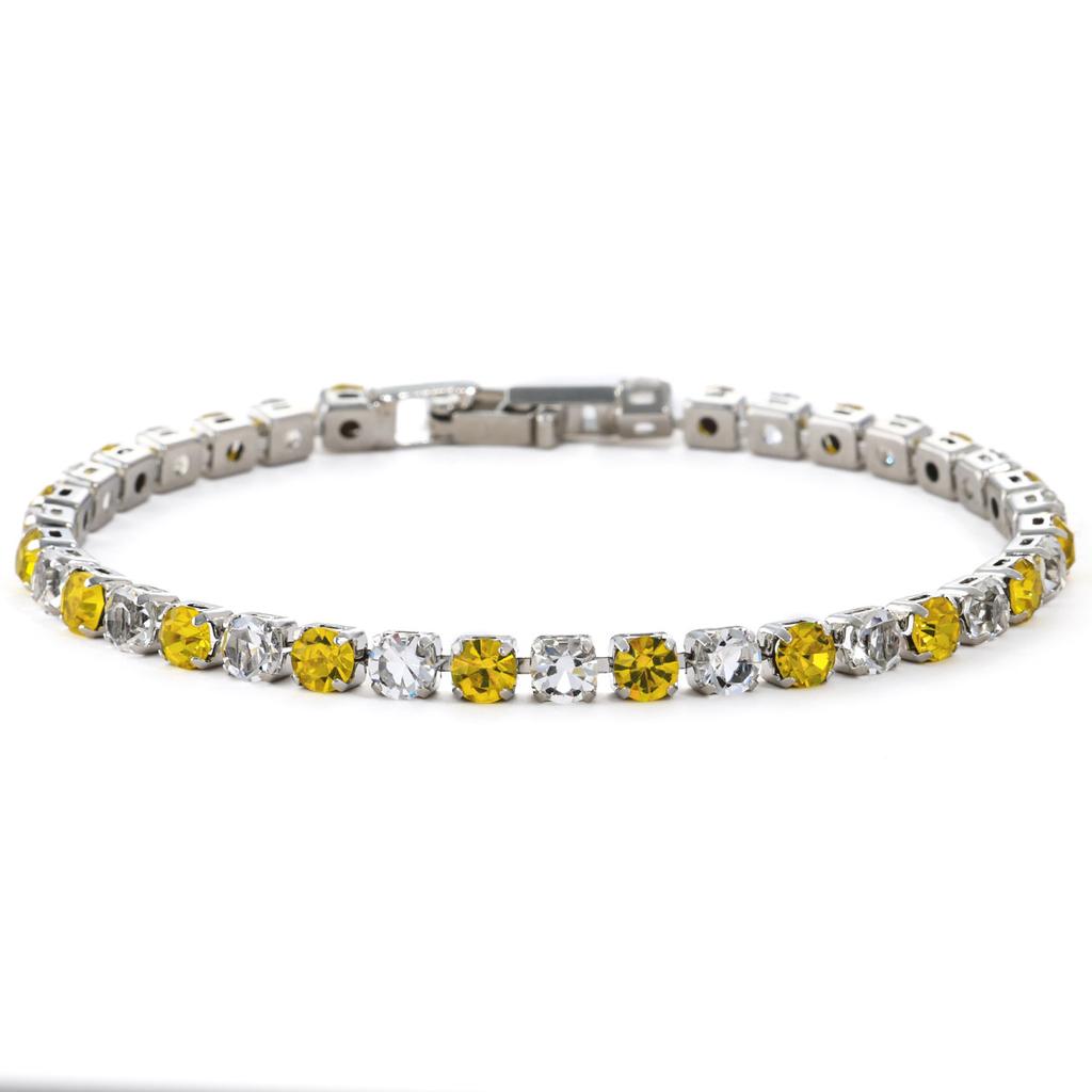 Hot-selling fashion 1mm intercolor zircon bracelet in Europe and America, high-end light luxury tennis bracelet, female spot