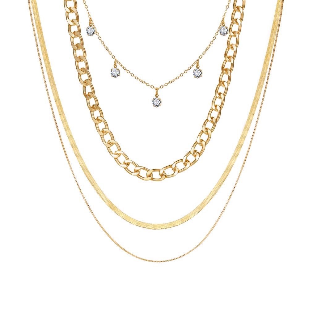 Новая цепочка для свитера, ожерелье из 4 предметов для девочек, элегантный комплект цепочек для свитера, ювелирные изделия, модное роскошное женское ожерелье с вырезом, пара пара