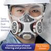 Painting Gas Mask Respirator Set Dual Charcoal Filters Spray Chemical Industry Pesticide Anti Fog Glasses Protective Masks