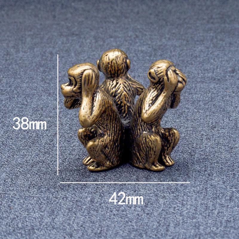 Solid Brass Three Wise Monkeys Feng Shui Ornament Paperweight Tea Pet