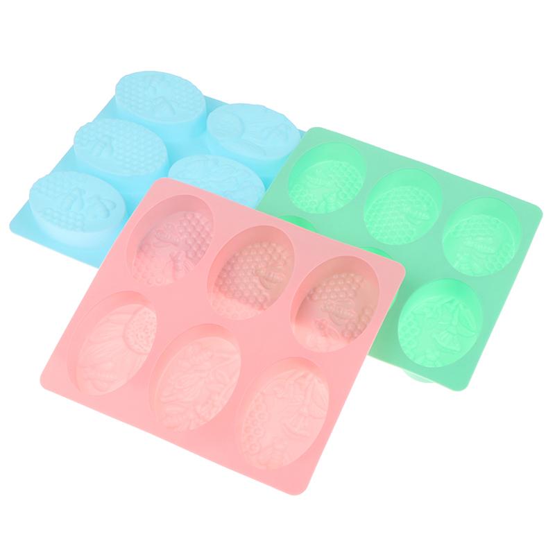 6 силиконовых форм для мыла в форме пчелы, овальные формы ручной работы, формы для цветов, формы для торта своими руками