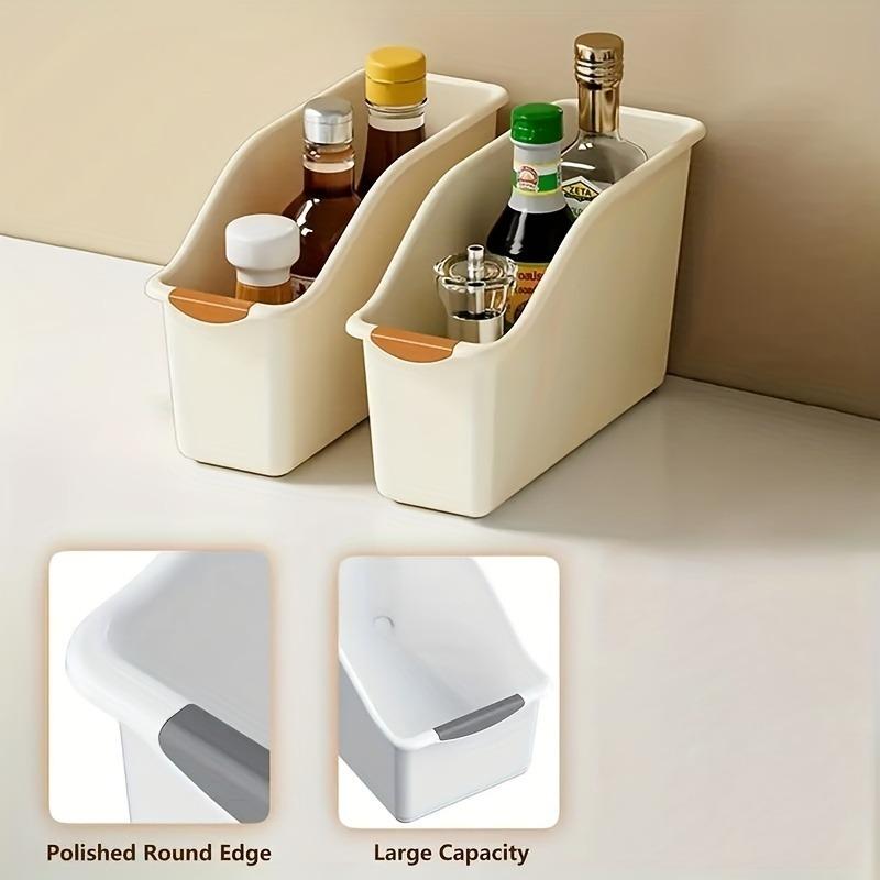 1Pc Multifunctional Curved Design Storage Box Storage Box Stylish White Plastic Storage Box Heavy Duty Kitchen Storage Basket