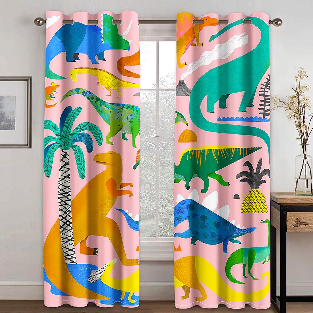 Cartoon Dinosaur Curtains For Children's Bedroom Drapes Window Curtains For Living Room Bedroom Blinds Kids Room Home Decor