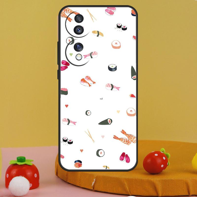 Чехол Кавайный Суши-узор Для Honor 200 Pro X9c X9a X8a X7a X6a X7 X8 X9 X8b X9b 50 70 90 Magic 5 6 Lite Обложка