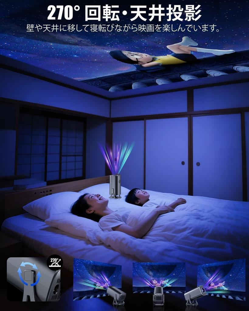 Glorlummi Home Projector Bluetooth Remote Android TV 4K High True 1080P Ceiling 6 Instant Bluetooth HiFi Automatic Keystone Auto Energy Large