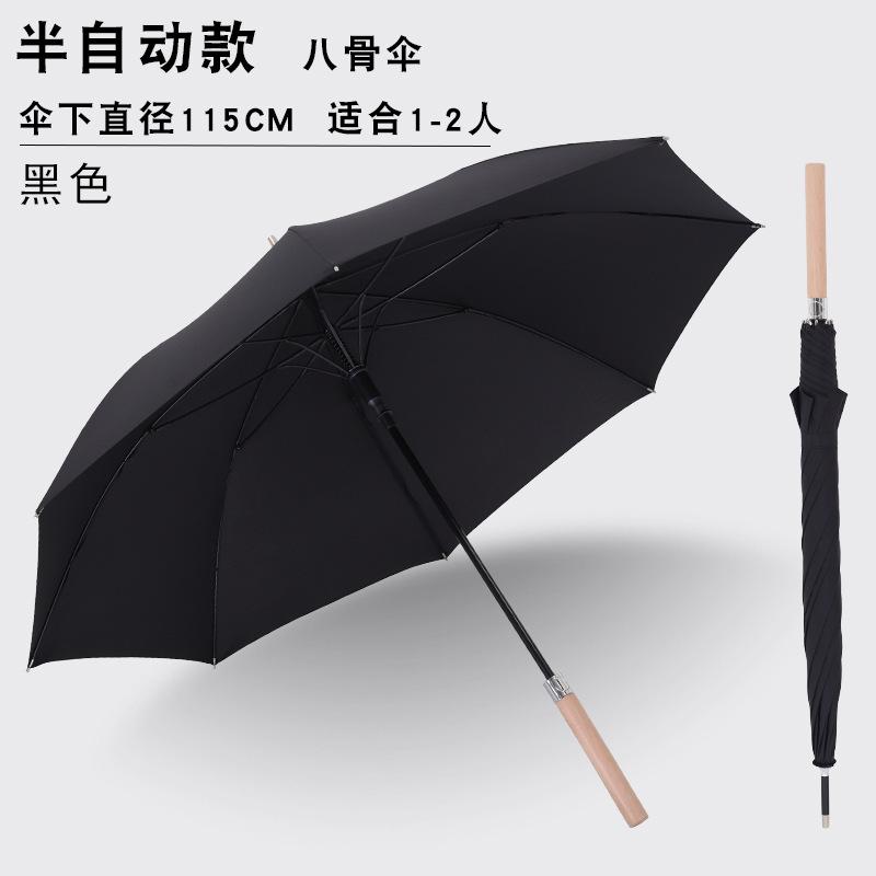 Новый 8-спицевый автоматический зонт-трость с длинной ручкой из массива дерева, схема