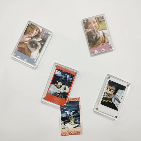 5/10/15Pcs 3-Inch Magnetic Photo Frame Double-Sided Refrigerator Transparent Acrylic Instant Film Holder Picture Display Frame Decoration