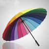 Fashion Women Parasol Rainbow Umbrella Big Long Handle Straight Colorful Umbrella Female Sunny And Rainy Umbrella 24k Ribs