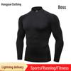 Men's Quick-Dry Turtleneck Sports Tights - High Elastic, Long-Sleeve Fitness & Training Top