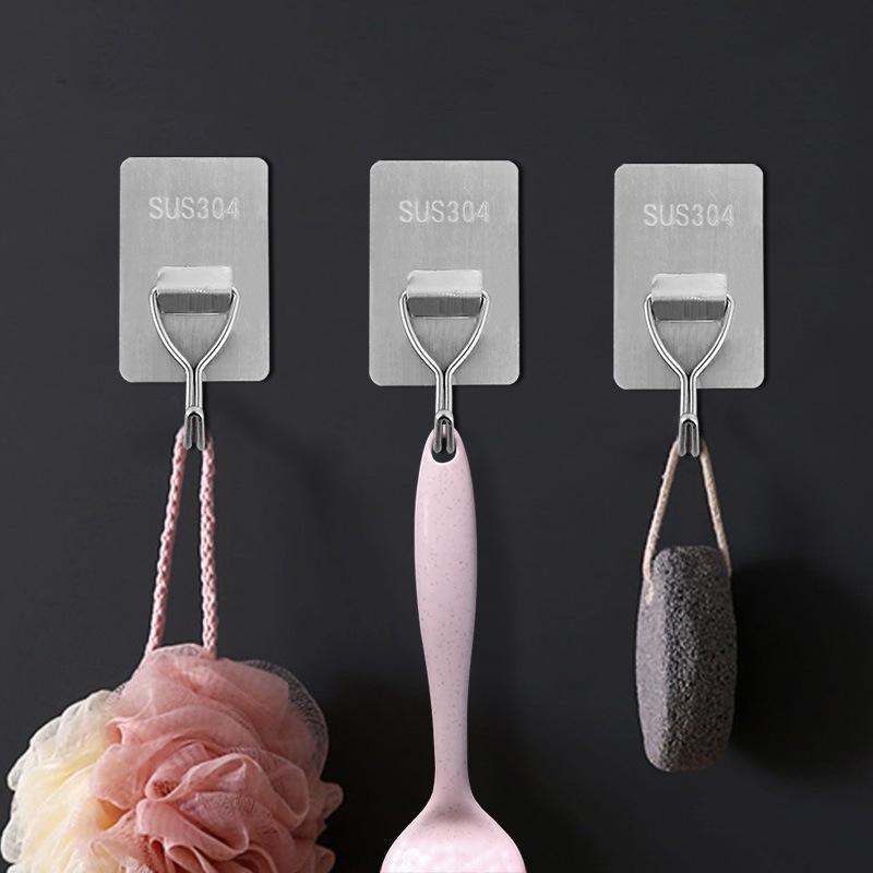 Бытовой крючок из нержавеющей стали, самоклеящийся, без сверления, для ванной комнаты и кухни, задняя стенка двери, крючок для полотенец