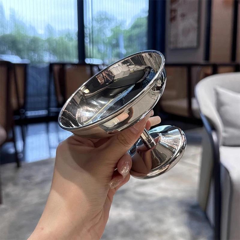 Креативный контейнер для чашки мороженого из нержавеющей стали, кухонный бар, бокал для вина, металлическая салатница, десертная тарелка с фруктами, товары для вечеринок