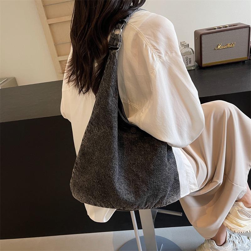 Джинсовая сумка большой вместимости для женщин, новый летний стиль, простая и универсальная сумка под мышку