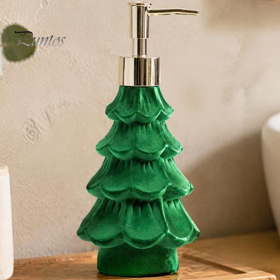 Милые Праздничные Аксессуары для Ванной Комнаты Рождественская Елка Диспенсер для Мыла, Многоразовая Бутылка с Насосом для Лосьона с Эффектом Флокирования, Декор Флокированный для Раковины, Многоразовый