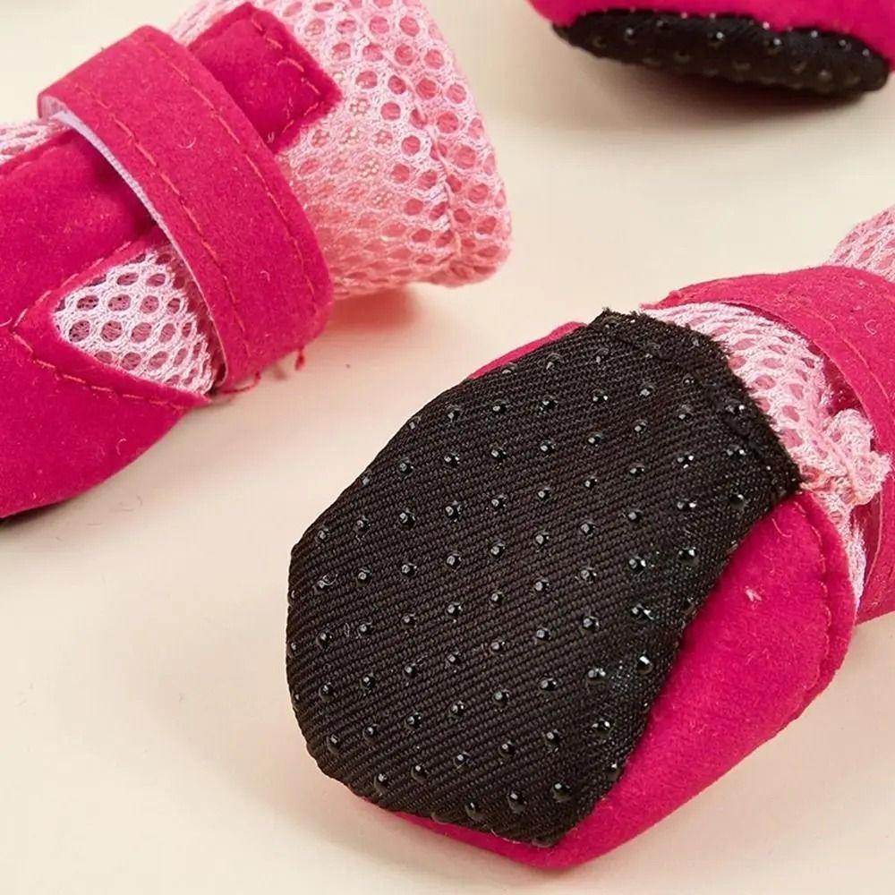 4pcs/set Soft-soled Dog Shoes Mesh Pet Sandals New Poodle Dog Shoes for Small Dogs Puppies