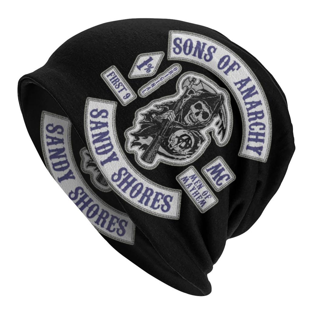 Хардкорная кепка в стиле панк-рок «Сыны анархии», крутая женская шапка унисекс, уличная шапка Skullies, весенняя теплая вязаная шапка двойного назначения