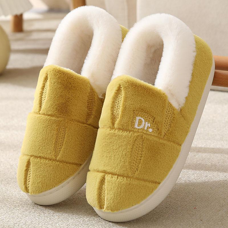 Men's Winter Slippers Women's Cotton Slippers Couples Non-slip Plush Warm Slippers Home Indoor Bedroom Slippers