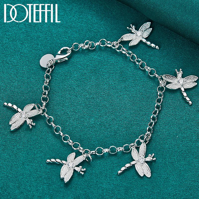 Романтический браслет-стрекоза из стерлингового серебра 925 пробы, подарок на вечеринку, красивые украшения