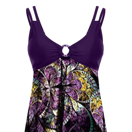 2 шт./комплект танкини комплект V-образный вырез слинг неровный подол купальник топы с подкладками для груди нет