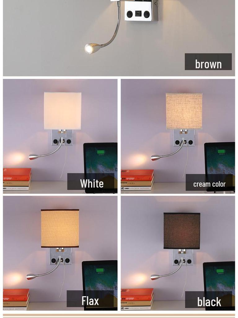 European LED Wall Lamp with USB: Dimmable Fabric Bedside Light for Bedrooms