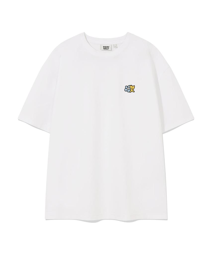 WACKY WILLY Kiki Lily Double Wappen Short Sleeve T-Shirt White