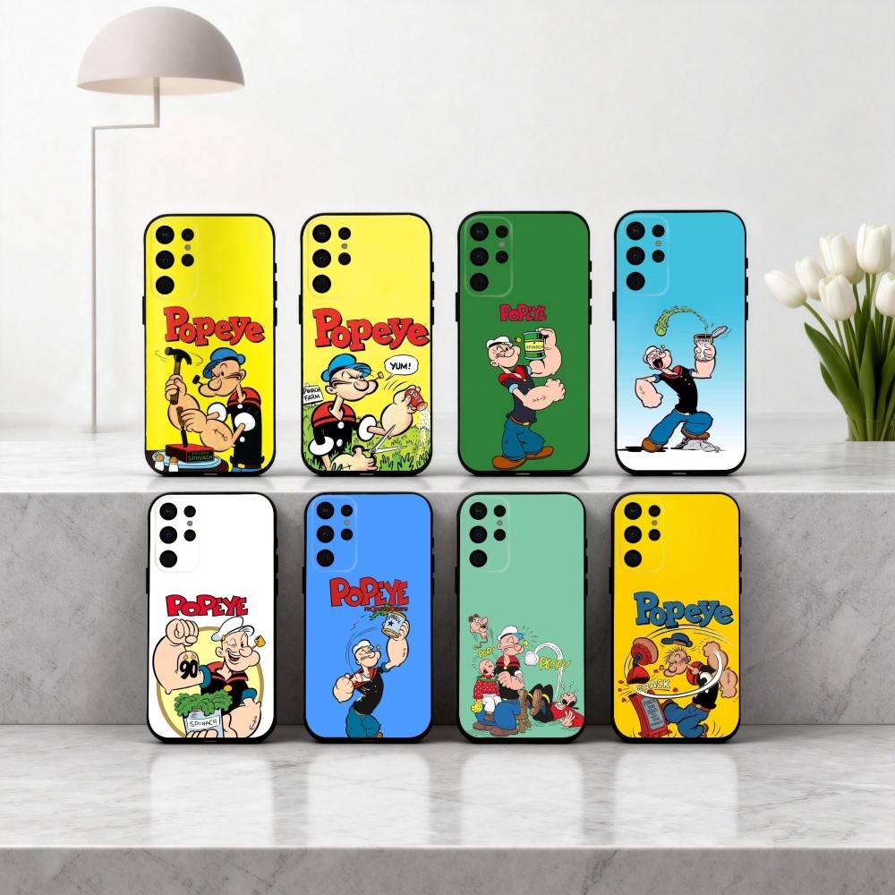 C-Мультяшный C-Персонаж P-Попай-E Чехол для телефона для Samsung S25,S24,S21,S22,S23,S30,Ultra,S20,Plus,Другие Мягкий Черный Чехол