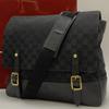 GUCCI GG Canvas Men's Shoulder Bag Messenger Crossbody Leather Black Logo Embossed A4 Capacity 115506
