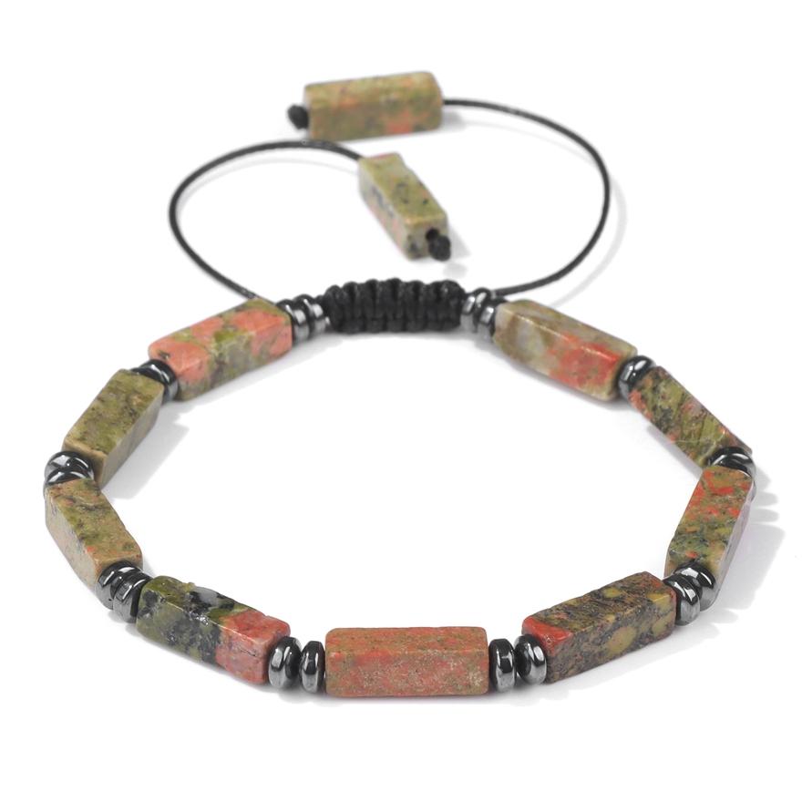 Rectangle Shape Amethysts Bracelet Natural Stone Indian Agates Lapis Lazuli Adjustable Braided Bracelets For Women Men Jewelry