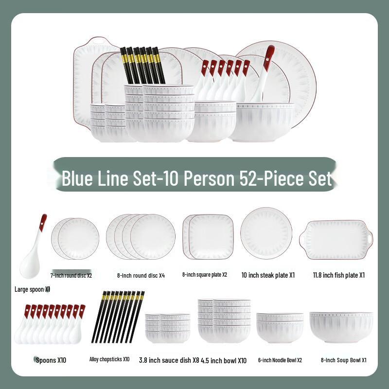 Abay Blue Stripe 70-Piece Ceramic Dinnerware Set