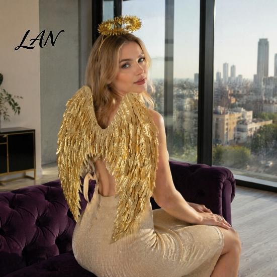 Dark Guardian Angel Wings Costume for Kids, Feathered Wing Dress Up Elastic Strap Cosplay Accessory Fancy Dress, Halloween Party, Performance