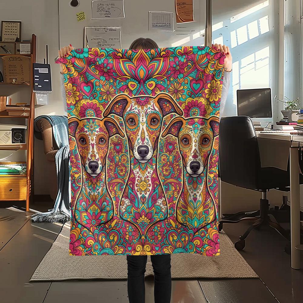 1PC Psychedelic Totems Print Flannel Blanket, High quality Comfortable for All Seasons, Home Decor, Warmth and Comfort, Perfect for Christmas Gifts