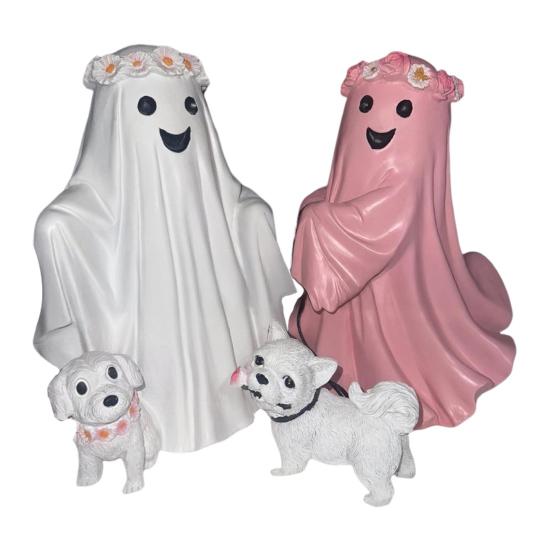 Статуя Собаки-Призрака Хэллоуин Фигурка Призрака и Собаки Смола