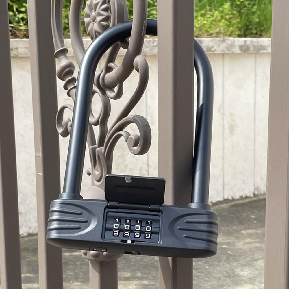 YAVINCOL Регулируемый Комбинированный Большой Комбинированный Номер для и Стекла Черный 2 Навесной Замок, 4-значный Замок, U-образный Замок, Водонепроницаемый, Защищенный от Ржавчины, Противоугонный, Замок,