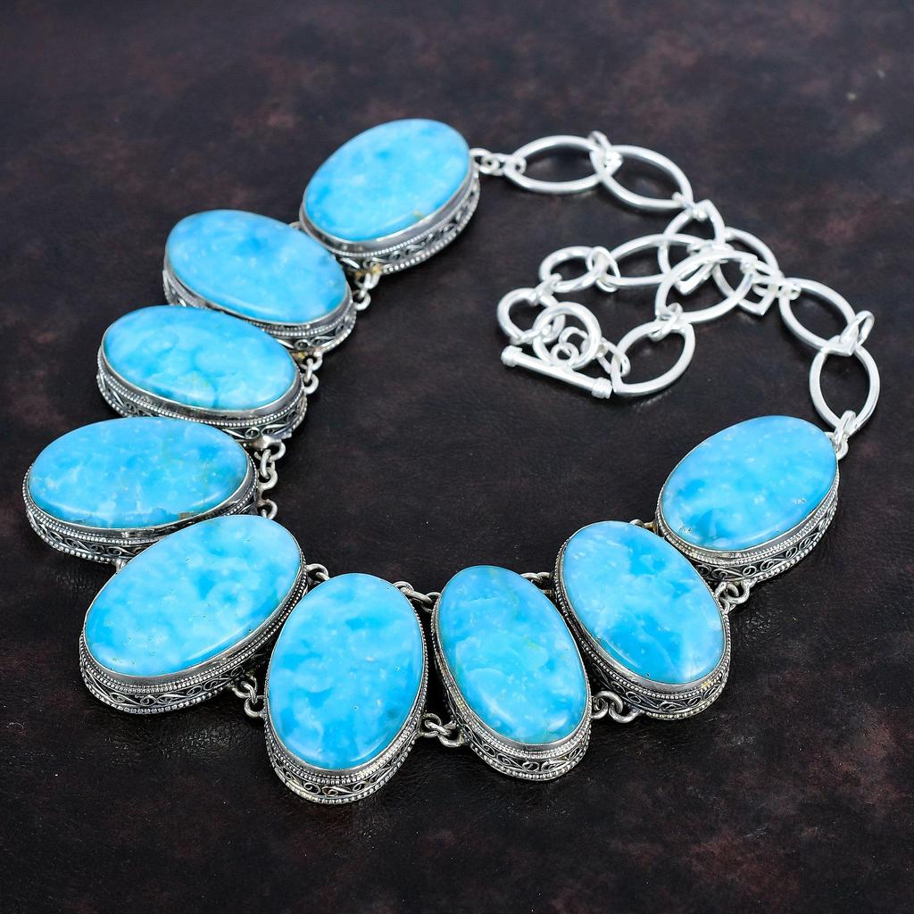 Hemimorphite Necklace Gemstone Jewelry Vintage Necklace 925 Sterling Silver Necklace Adjustable Chain Necklace Handmade Jewelry Wedding Gift